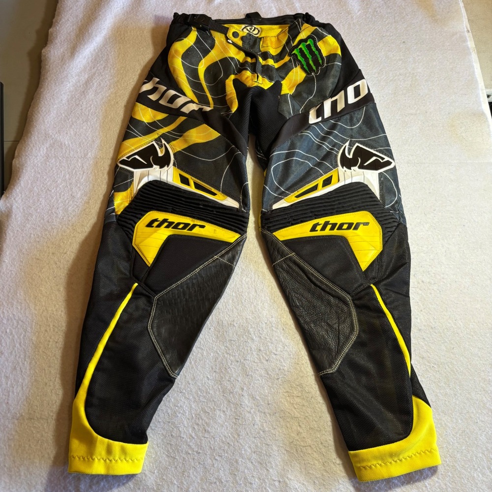 Core Thor MX Motocross Pants‎ Mens Yellow Black Monster Energy Kawasaki Size 32